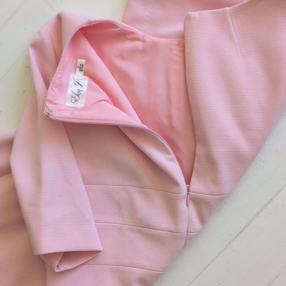 Eliza J Pink Solid Sheath Dress 3/4 Sleeve Rnd Neck Knee Length Zip Lined Sz 10 - Picture 9 of 12